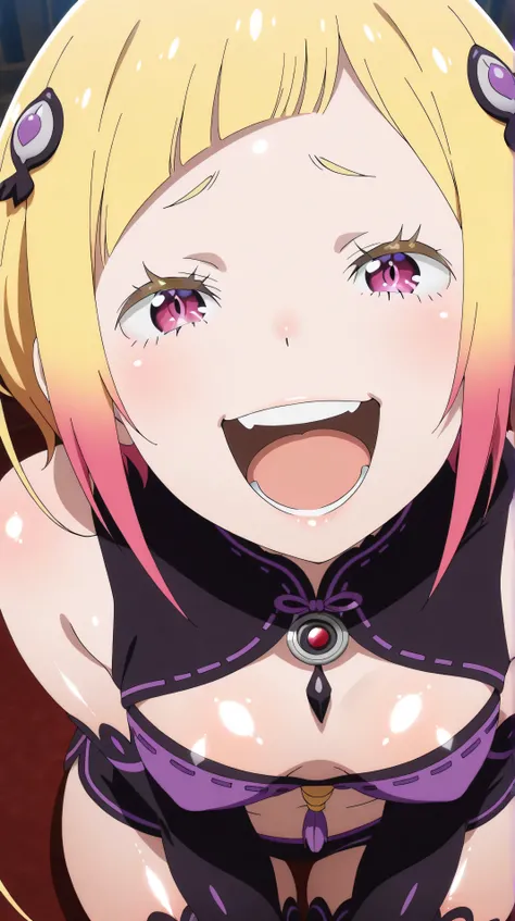 , Capella,re:zero
High quality ,  best quality , masterpiece,  High Resolution , detailed face( LoRA: Capella),anatomically correct, detailed hairstyle( LoRA: Capella),anime Coloring
solo, 1 girl
,multicolored hair,blonde hair,short hair,pink eyes,(shiny s...