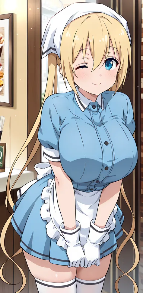 masterpiece,high resolution,best quality,8k,((best quality)), (masterpiece)), (details: 1.4), high resolution, (masterpiece: 1.4), 超details、1 girl, Alone, Goddess Magazine, blends , hinata box , blue eyes, blond hair, Long Hair, Twin Tails, hair between ey...