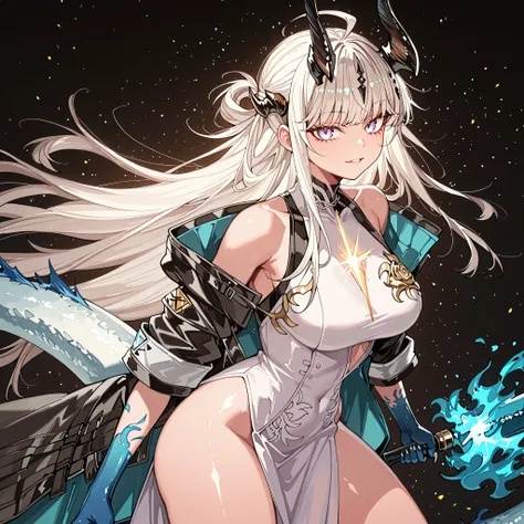 only, 1 garota, facing the viewer, cabelo branco, penteado de Alisa "alia" Mikhailovna Kujou of "alia Sometimes Hides Her Feelings in Russian", rosto de Alisa "alia" Mikhailovna Kujou of "alia Sometimes Hides Her Feelings in Russian", olhos azuis, franjas ...
