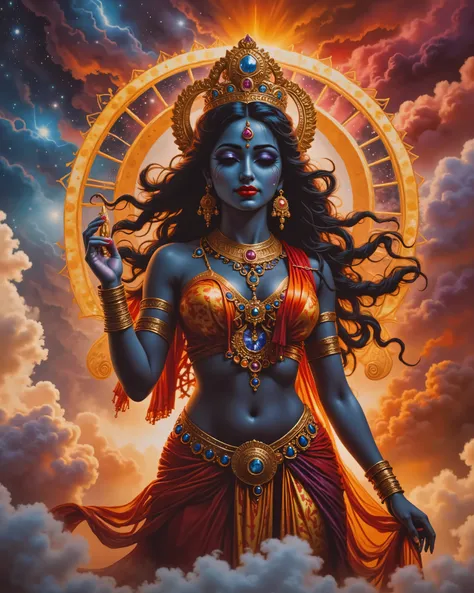 पार्वती दुर्गा देवी बृहीत नितम्बों वाली लाल साड़ी में पीछे से 