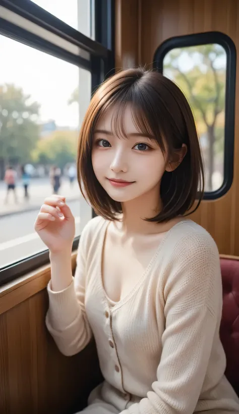 (Early Fall Dating), ((pastel cardigan)), ((Fine Summer Dress Lace and Ruffles)),
looking at viewer, Japanese female university student, (one woman:1.2), she's so beautiful, Radiant Skin, with a perfect face, Cute and symmetrical face, Beautiful skin,
lig...