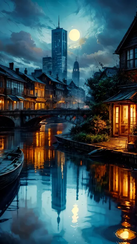 masterpiece, top quality, water, City, reflection of City,