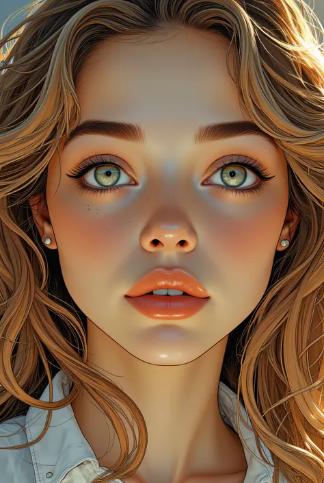 (Masterpiece), (Hyperdetailed), (hyperrealistic), 4k, 8K, 16K, comic style, comic strips, draws a succession of four vignettes showing a face of the same European girl showing different emotions, pretty beautiful girl, sensual, sexy, very cute comic charac...