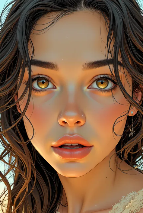 (Masterpiece), (Hyperdetailed), (hyperrealistic), 4k, 8K, 16K, comic style, comic strips, draws a succession of nine vignettes showing a close up of the face of the same European girl showing different emotions, pretty beautiful girl, sensual, sexy, very c...