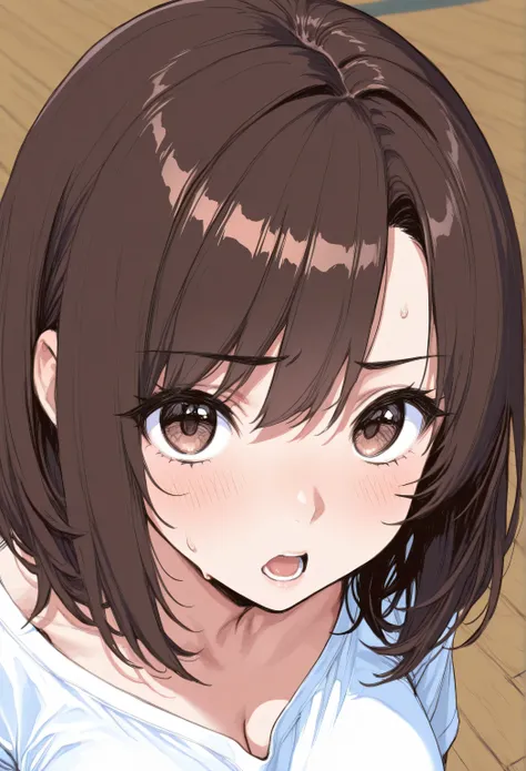 Anxious face、Angle from above、、brown medium hair、High Definition、8k 8K resolution beautiful beautiful best quality top quality detailed detailed exquisite superb extremely detailed extremely detailed detailed detailed detailed detailed detailed detailed de...