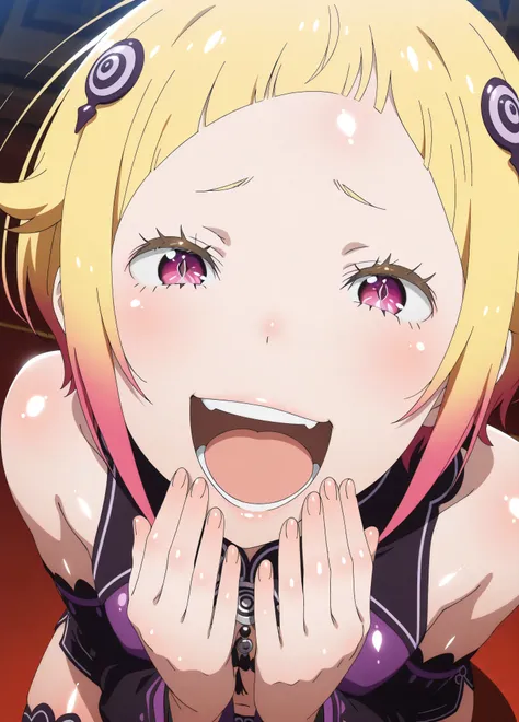 , Capella,re:zero
High quality ,  best quality , masterpiece,  High Resolution , detailed face( LoRA: Capella),anatomically correct, detailed hairstyle( LoRA: Capella),anime Coloring
solo, 1 girl
,multicolored hair,blonde hair,short hair,pink eyes,(shiny s...