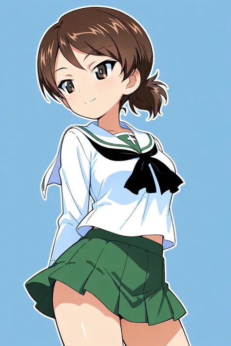 kawanishi shinobu \(girls und panzer\),ooarai school uniform,black tie,cowboy shot, 