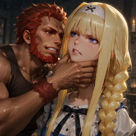 Alice Zuberg is brutally raped by Iskandar in a gang Alice Zuberg 8k ultra realistic high quality, where the scariest clothes are ripped off 