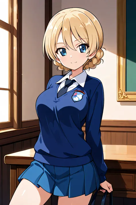 darjeeling \(girls und panzer\),st. gloriana's school uniform,cowboy shot, 