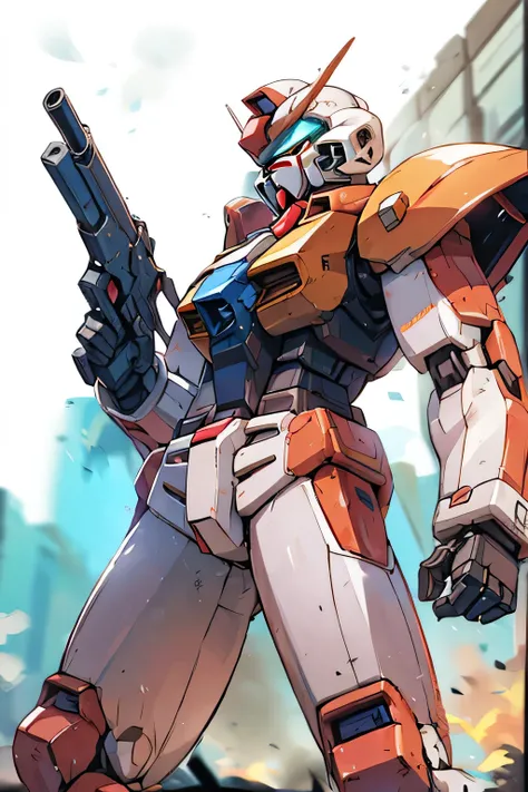 (RX-78) , Gundam, beam rifle, masterpiece, amazing, dynamic production, extremely detailed, extremely beautiful and fain design extremely beautiful and fain colors, high resolution, Cinematic style, illustration,sci-fi, HD, anime, 8k active, premium detail...