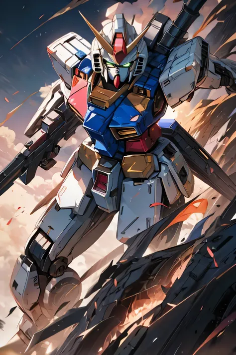 RX-78, Gundam, beam rifle, masterpiece, amazing, dynamic production, extremely detailed, extremely beautiful and fain design extremely beautiful and fain colors, high resolution, Cinematic style, illustration,sci-fi, HD, anime, 8k active, premium detailed,...