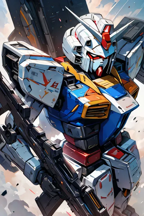RX-78, Gundam, beam rifle, masterpiece, amazing, dynamic production, extremely detailed, extremely beautiful and fain design extremely beautiful and fain colors, high resolution, Cinematic style, illustration,sci-fi, HD, anime, 8k active, premium detailed,...