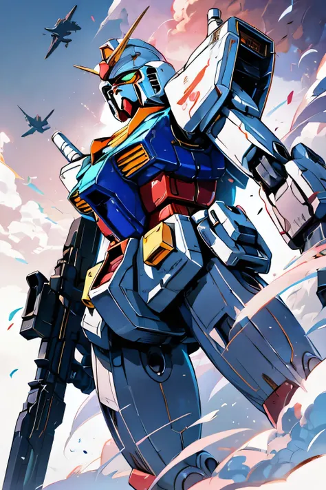 RX-78, Gundam, beam rifle, masterpiece, amazing, dynamic production, extremely detailed, extremely beautiful and fain design extremely beautiful and fain colors, high resolution, Cinematic style, illustration,sci-fi, HD, anime, 8k active, premium detailed,...