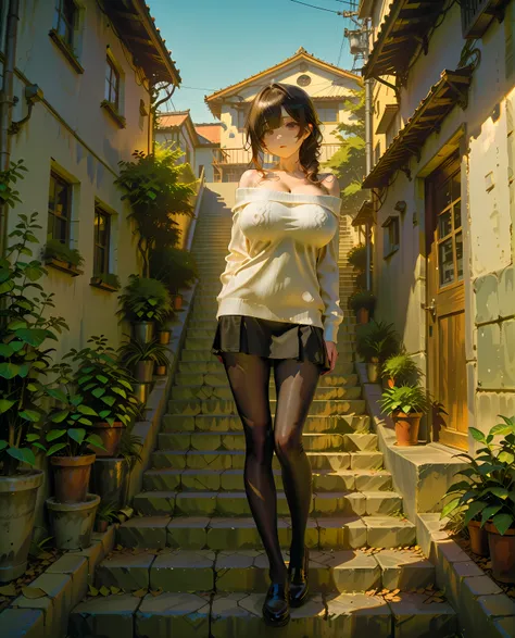 huge breasts,off-shoulder,gigantic breasts,