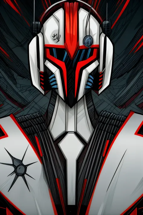 A retro Sci fi OC líder dictador samurai full body with full face helmet with original helmet