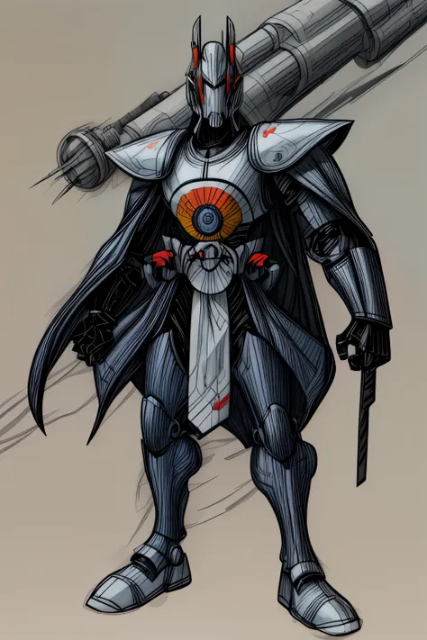 A retro Sci fi OC samurai full body with full face helmet with original helmet