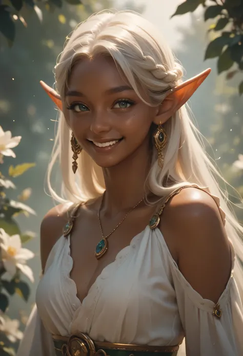 A sacred and enchanting dark elf, Fearless smile