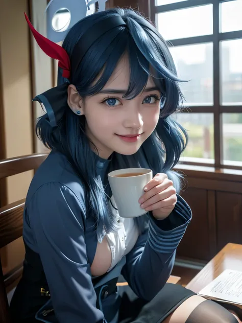 1girl, solo, cute japanese girl, idol, high school girl, (smile:1.2),
BREAK
(close up), sitting relaxed on chair, in a cafe, holding a cup with one hand,
BREAK
(huge breasts:1.75, sagging breasts(, nipples under clothes,
BREAK
(film grain:1.5), 8K raw phot...