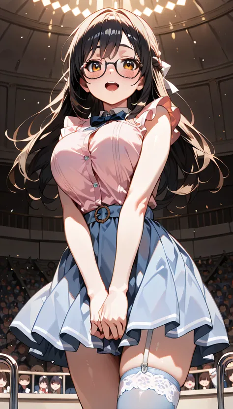 ((ultra-detailed)), (highly detailed CG illustration), (best quality:1.2), ultra-highly detailed, colorful composition, artistic photoshoot, 1girl, solo focus, upper body:1.2, cowboy shot, moe anime character, super popular super idol:1.3, girl, dainty fac...