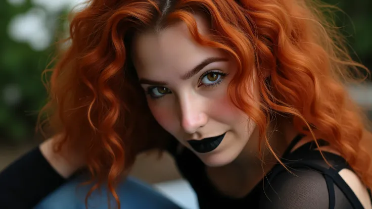 Incredibly realistic group photo of 5 girls, Incredibly realistic photo of 5 sexy wild girls with orange hair, beautiful eyes, pale skin, with an elegant and sophisticated touch , that matches their mysterious and strong personality . her appearance would ...