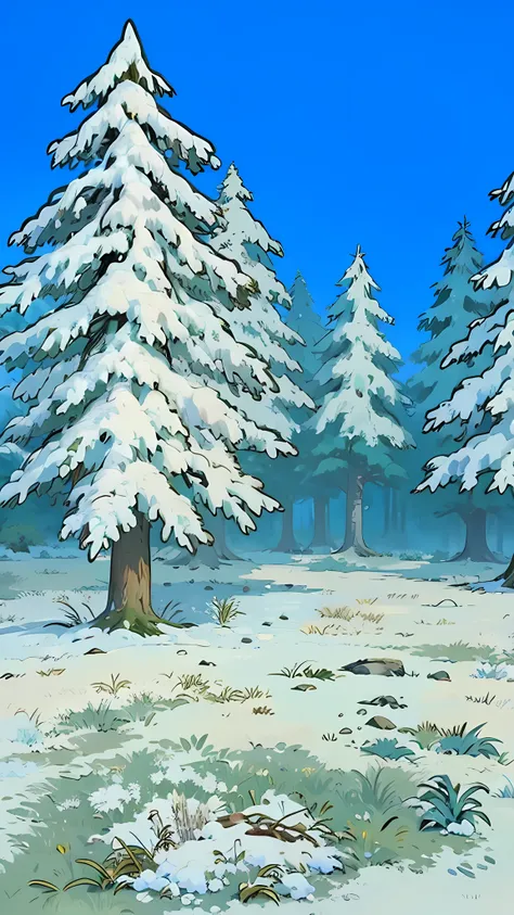 A snowy forest setting