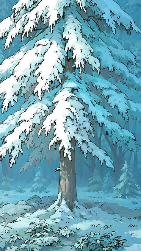 A snowy forest setting