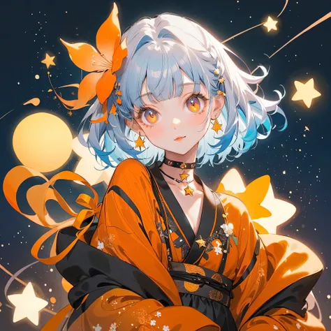 Best Details、top quality、Supreme Masterpiece、cute young girl with thin shoulders, (big eyes), best details, cute face, playful expression, Beautiful appearance,Through Bangs, ((Shiny milky white to light blue gradient hair)) ,((Light Blue Hair)),attention ...