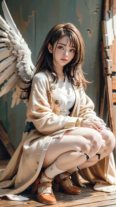 ((masterpiece, top quality, 最High Definition, high resolution, photoRealistic, RAW pictures , 8k)), ((Highly Detailed CG Integrated 8K Wallpaper)), wing gundam zero, Realistic、16k、High Definition、 Realistic battlefield、soaring dust and fire、 with one knee...
