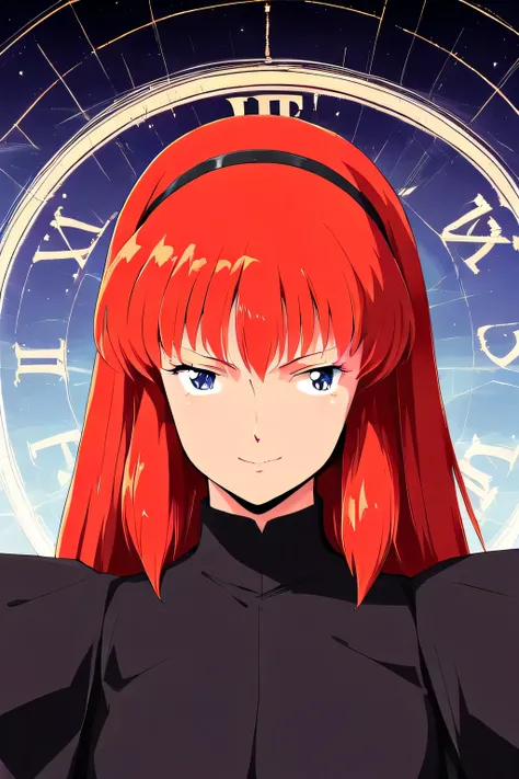 (score_9, score_8_up, score_7_up), source_anime, absurd_res, white, blue, black, 1girl, solo, super fine illustration, an extremely delicate and beautiful, best quality, masterpiece, 8K, Gaw Ha Leccee, Heavy Metal L-Gaim, long red hair, voluminous middle h...
