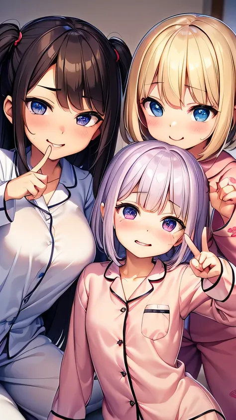 top quality、high resolution、Supreme Work、(beautiful face in every detail:1.4)、anatomically accurate、(detailed expression)、(Detailed eyes:1. Beauty 、(highly detailed face scratching with your finger:1.4)、(big :1.1)、Cute hair color、bob cut、twin tails、 cute i...
