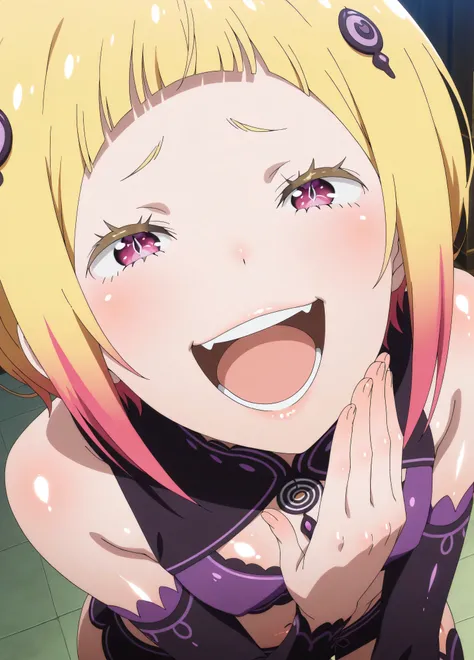 , Capella,re:zero
High quality ,  best quality , masterpiece,  High Resolution , detailed face( LoRA: Capella),anatomically correct, detailed hairstyle( LoRA: Capella),anime Coloring
solo, 1 girl
,multicolored hair,blonde hair,short hair,pink eyes,(shiny s...