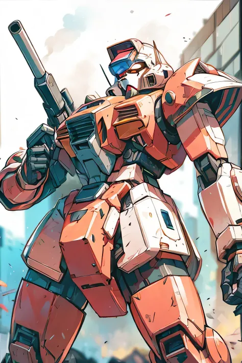 (RX-78) , Gundam, beam rifle, masterpiece, amazing, dynamic production, extremely detailed, extremely beautiful and fain design extremely beautiful and fain colors, high resolution, Cinematic style, illustration,sci-fi, HD, anime, 8k active, premium detail...