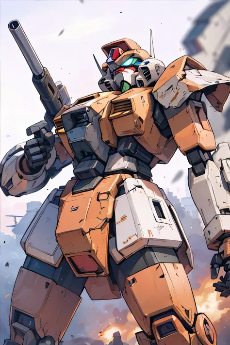 (RX-78) , Gundam, beam rifle, masterpiece, amazing, dynamic production, extremely detailed, extremely beautiful and fain design extremely beautiful and fain colors, high resolution, Cinematic style, illustration,sci-fi, HD, anime, 8k active, premium detail...