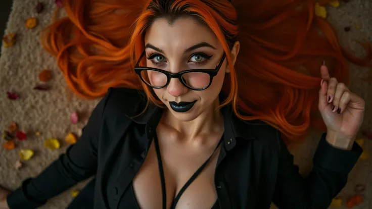 Incredibly realistic group photo of 5 girls, Incredibly realistic photo of 5 sexy wild girls with orange hair, beautiful eyes, pale skin, with an elegant and sophisticated touch , that matches their mysterious and strong personality . her appearance would ...