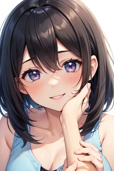 (8k, raw photo, masterpiece, extremely detailed, correct body, best quality, professional lighting, high res), BREAK beautiful and adorable girl, hand on another's cheek, love, pure love, pov, pov hand, BREAK (close up model, close up face, eye contact:1.3...