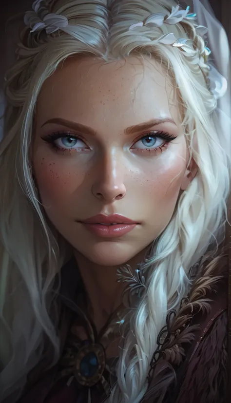 (Details of a very beautiful face), (Best Quality:1.4), 8K resolution, High resolution, Beautiful North girl, blonde hair, Beautiful girl of the highest grade, Super beautiful detailed face, smooth skin, very detailed beautiful eyes, fine skin texture, Glo...
