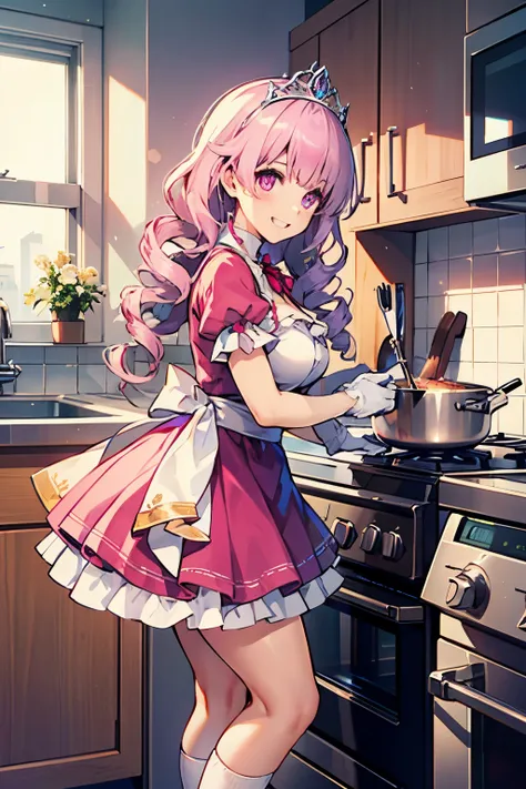 High Quality,4K real,Detailed Explanation,最High Quality,Studio Lighting,clear focus for December,Physically Based Rendering,Detailed Explanation, Brilliant Color Scheme ,big pink twin drill,cat-like eyes ,white skin,PURPLE EYES,Shining eyes,Cute girls,I ha...