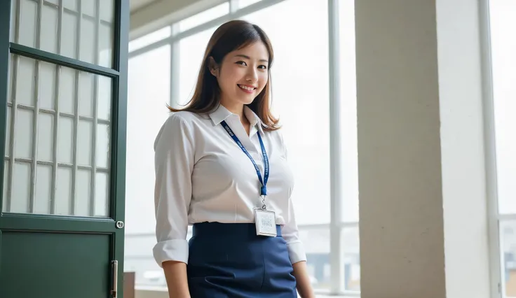 (( masterpiece, Highest Quality, best image quality , high resolution , , Original Pictures , Extremely Exquisite Uniforms 8K Wallpaper )),Staff Certificate, 1 Japanese woman , 28 years old,personal , Beautiful Young Woman , Smiling, ...