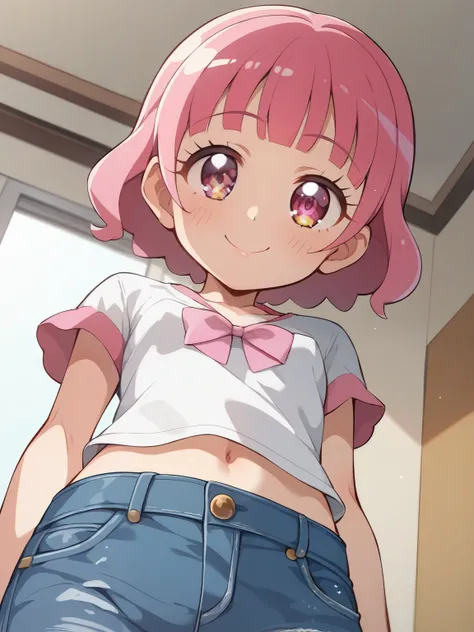 score_9, score_8_up, score_7_up, score_6_up, Source_Anime, nsfw，(little kindergarten girl、baby-like face，  big head，round face is watching，skinny:1.hort stature， flat chest、she's smiling、very small breasts、short figure、Small female elementary school studen...