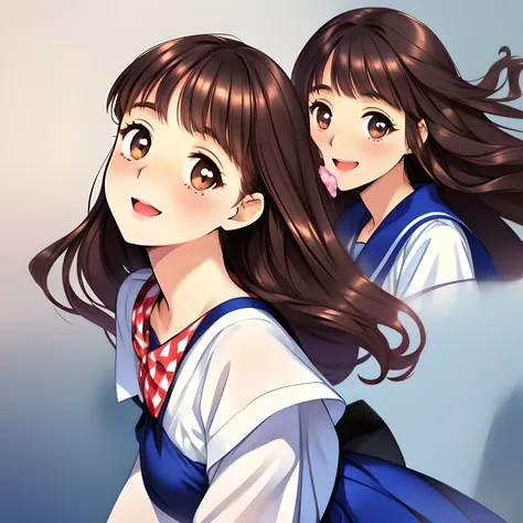 (highest quality, masterpiece:1.2), highest quality, High resolution, 1080p, 8K, (My beautiful pretty girl friend is (walking beside me), turning to me, looking me up, hypnotizing me by neat beauty, ((laughing at me)), (love-story comic heroines), (intelli...