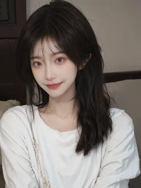 Best quality， ultra high resolution， （realisticlying：1.4），Cute Hairpin，Miss Baoyu，2 girls, slender beauty:1.4, Abdominal muscles:1.1, (Brown hair, medium :1.3),  long pink sweater:1.1, school,Delicate small face ，delicate eyes，double eyelid，Smile， Choker N...