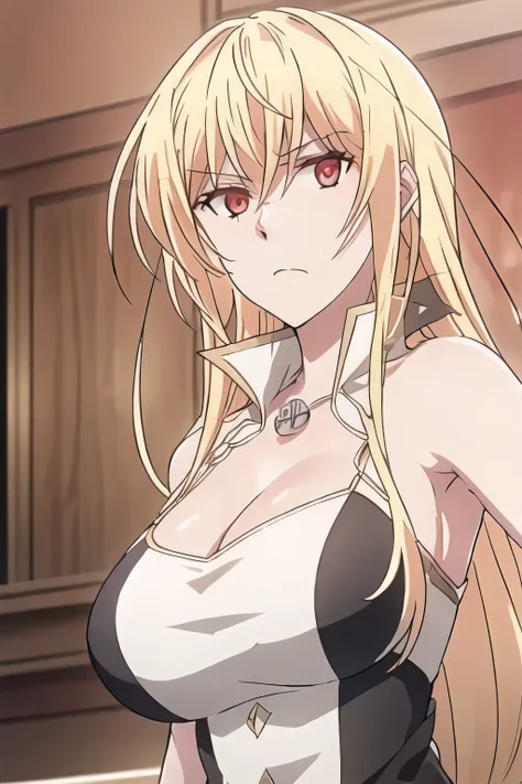 Blonde，Blondeのロングヘアーの女性は描けますか，，can you draw big breasts even bigger， , With a ruthless look, Hitman,       Assassin ，can you draw a woman in a black sleeveless miniskirt dress,With a ruthless look,I need a face so much,，
