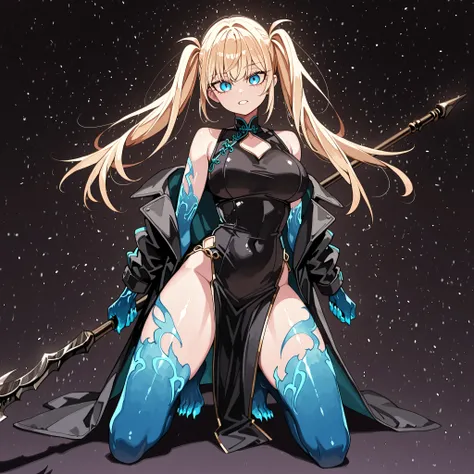 sozinho, 1 garota, shiny blond hair, stylized like Lily's in "Lilith's Cord", with long braids like Lily's in "Lilith's Cord", bangs all over her face like Lily's in "Lilith's Cord", bright blue eyes, face like Lily's in "Lilith's Cord", olhos brilhantes,...
