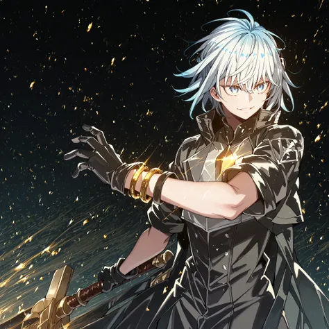 alone, 1 boy, and short, small character, short character, Character 1.50 meters tall, and short, young character, character with male body of Vanitas from "Vanitas no Carte", male character, long, loose white hair with blue underside, young and short char...
