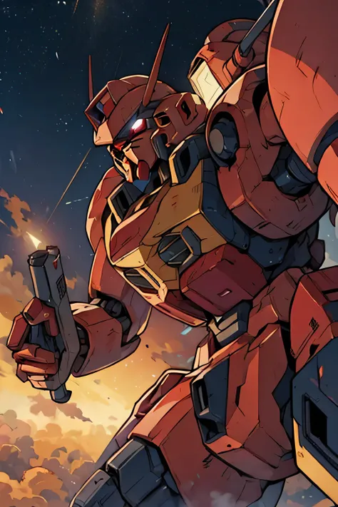 (RX-78) , Gundam, beam rifle, masterpiece, amazing, dynamic production, extremely detailed, extremely beautiful and fain design extremely beautiful and fain colors, high resolution, Cinematic style, illustration,sci-fi, HD, anime, 8k active, premium detail...