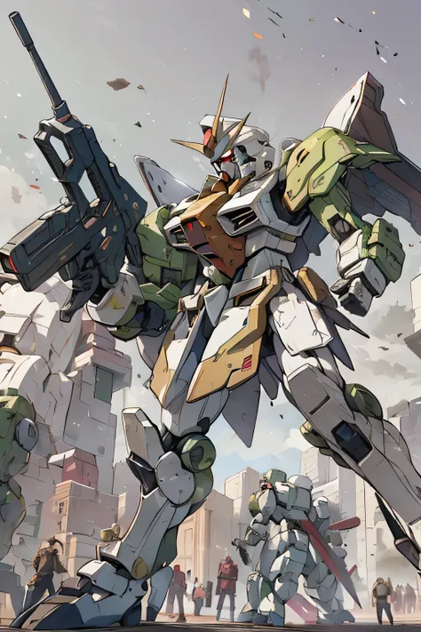 (RX-78) , Gundam, beam rifle, masterpiece, amazing, dynamic production, extremely detailed, extremely beautiful and fain design extremely beautiful and fain colors, high resolution, Cinematic style, illustration,sci-fi, HD, anime, 8k active, premium detail...