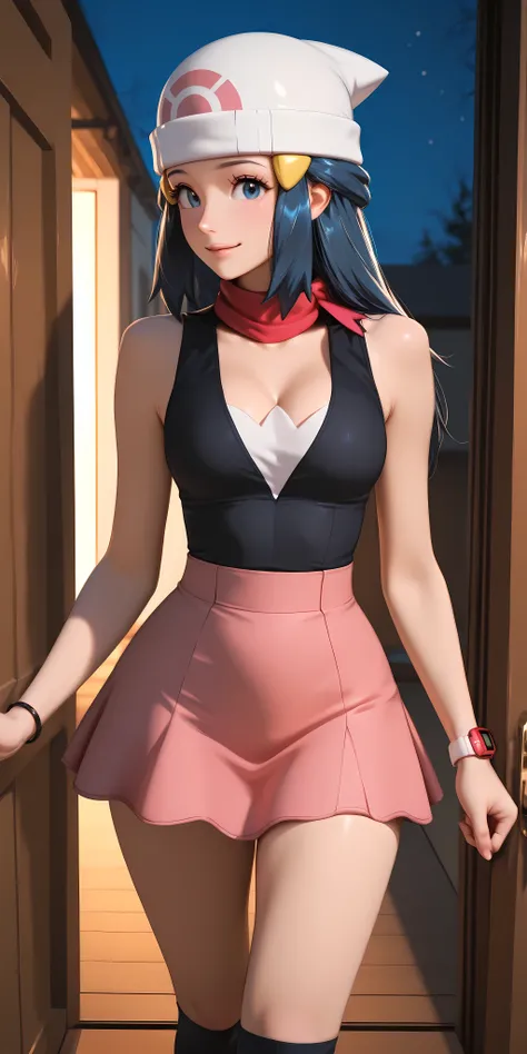 almost realistic, almost realistic, almost realistic, walking away, back view, view of her back, looking away from viewer, gentle smile, 1 girl - Dawn from Pokemon, zzDawn, blue hair, blue eyes, sidelocks, long hair,
zzDawn, blue hair, blue eyes, sidelocks...
