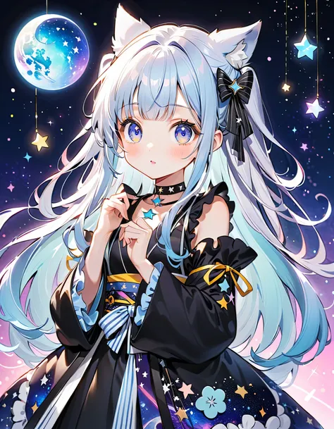 with the best details、Highest Quality、Supreme Masterpiece、character design sheet、front、Diamonds、cute young girl with thin shoulders, (big eyes), best details, cute face, playful expression, Beautiful appearance,through bangs, ((Shiny milky white to light b...