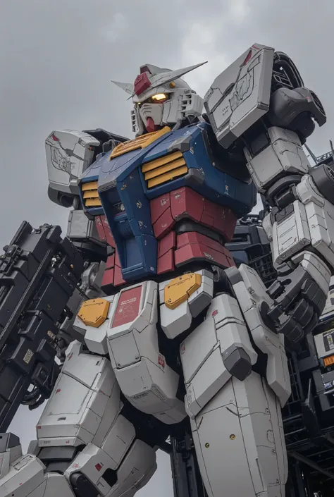 Gundam, real ,16k, high image quality, by Nomi, top quality, Masterpiece, super detailed,Human movement, sleek sharp design, shield on the left hand , holding a beam rifle in the right hand, detailed design,金属の real な質感,metal, real な砂漠の戦場、(In front of th...