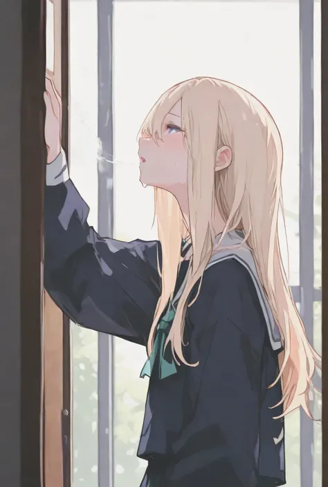Middle School Student　man　long hair　blonde hair　Illness